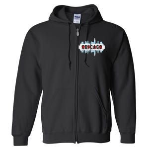 Chicago Skyline Flag City Illinois Souvenir Full Zip Hoodie