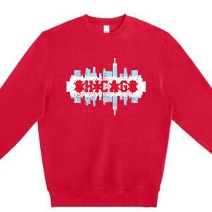 Chicago Skyline Flag City Illinois Souvenir Premium Crewneck Sweatshirt