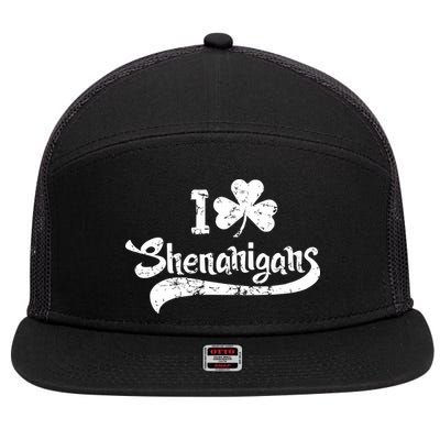 Clover Shenanigans Funny Irish Clover St Saint Patricks Day 7 Panel Mesh Trucker Snapback Hat