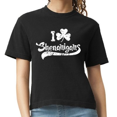 Clover Shenanigans Funny Irish Clover St Saint Patricks Day Comfort Colors Boxy T-Shirt