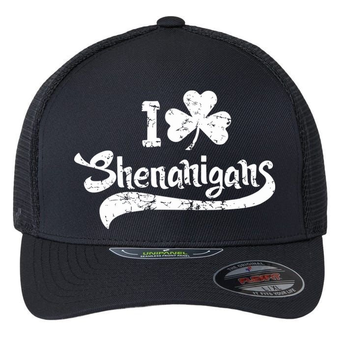 Clover Shenanigans Funny Irish Clover St Saint Patricks Day Flexfit Unipanel Trucker Cap