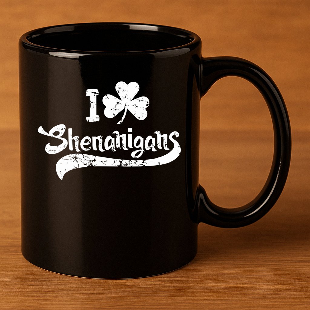Clover Shenanigans Funny Irish Clover St Saint Patricks Day 11oz C Handle Ceramic Mug