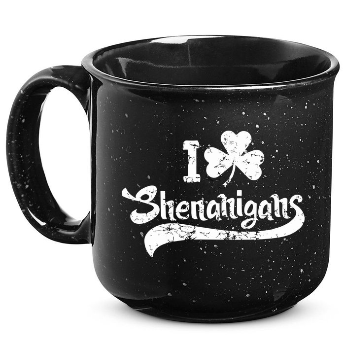 Clover Shenanigans Funny Irish Clover St Saint Patricks Day 15oz Campfire Ceramic Mug