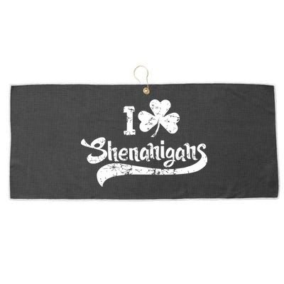Clover Shenanigans Funny Irish Clover St Saint Patricks Day Large Microfiber Waffle Golf Towel
