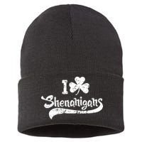 Clover Shenanigans Funny Irish Clover St Saint Patricks Day Sustainable Knit Beanie