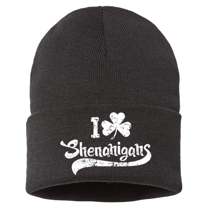 Clover Shenanigans Funny Irish Clover St Saint Patricks Day Sustainable Knit Beanie