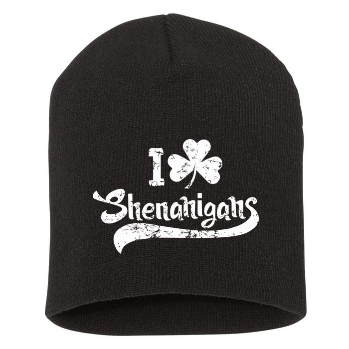 Clover Shenanigans Funny Irish Clover St Saint Patricks Day Short Acrylic Beanie