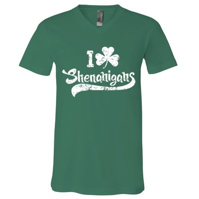Clover Shenanigans Funny Irish Clover St Saint Patricks Day V-Neck T-Shirt