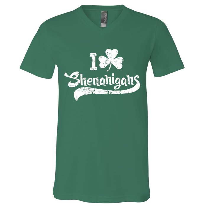Clover Shenanigans Funny Irish Clover St Saint Patricks Day V-Neck T-Shirt