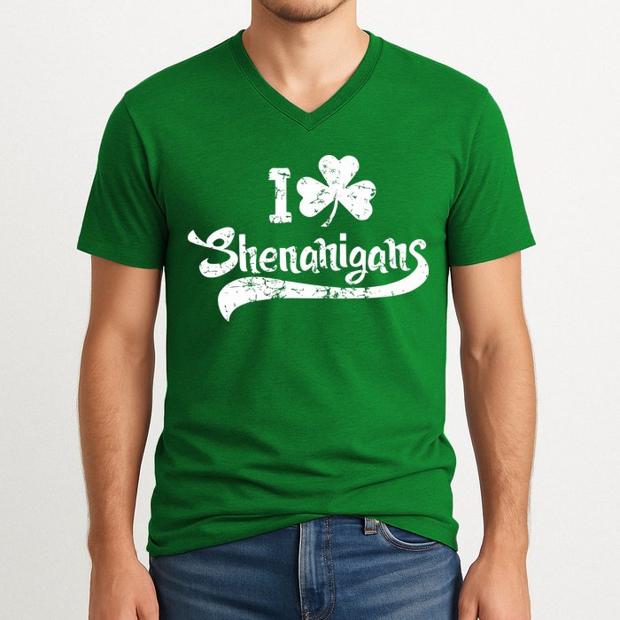 Clover Shenanigans Funny Irish Clover St Saint Patricks Day V-Neck T-Shirt
