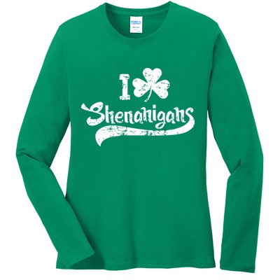 Clover Shenanigans Funny Irish Clover St Saint Patricks Day Ladies Long Sleeve Shirt