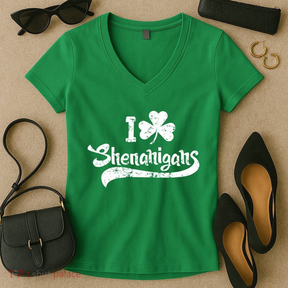 Clover Shenanigans Funny Irish Clover St Saint Patricks Day Women's V-Neck T-Shirt