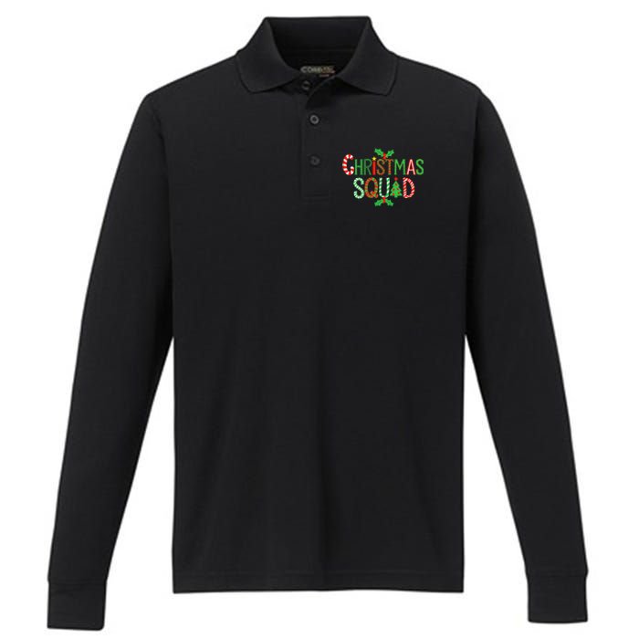 Christmas Squad Family Adult Christmas Pajamas Performance Long Sleeve Polo