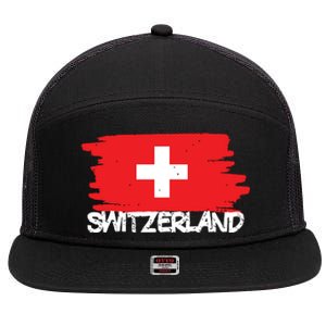 Cool Switzerland Flag 7 Panel Mesh Trucker Snapback Hat