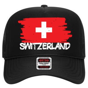 Cool Switzerland Flag High Crown Mesh Back Trucker Hat