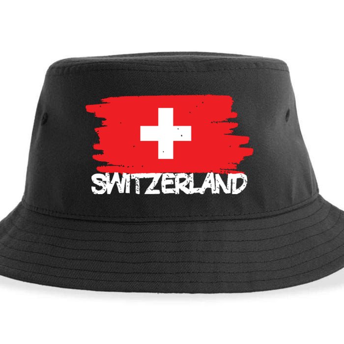 Cool Switzerland Flag Sustainable Bucket Hat