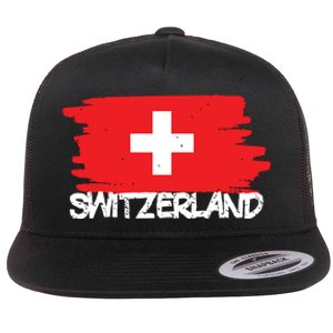 Cool Switzerland Flag Flat Bill Trucker Hat