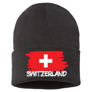 Cool Switzerland Flag Sustainable Knit Beanie