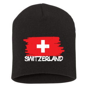 Cool Switzerland Flag Short Acrylic Beanie