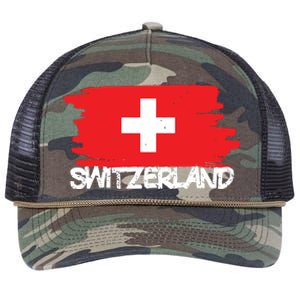 Cool Switzerland Flag Retro Rope Trucker Hat Cap