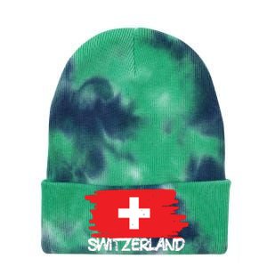 Cool Switzerland Flag Tie Dye 12in Knit Beanie