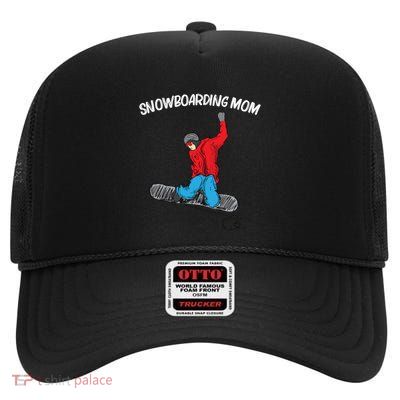 Cool Snowboarding For Mom Mama Snowboard Snow Winter Sports Gift High Crown Mesh Back Trucker Hat