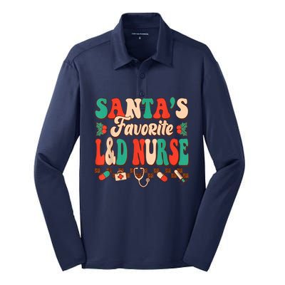 Christmas Santas Favorite L&D Nurse Labor Delivery Nurse Silk Touch Performance Long Sleeve Polo