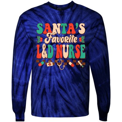 Christmas Santas Favorite L&D Nurse Labor Delivery Nurse Tie-Dye Long Sleeve Shirt