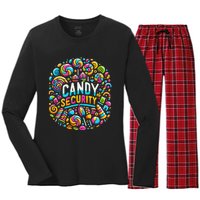 Candy Security Funny Candy Land Costume Candyland Party Women's Long Sleeve Flannel Pajama Set 