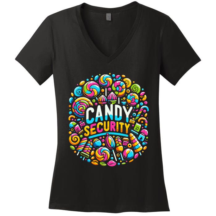 Candy Security Funny Candy Land Costume Candyland Party Women's V-Neck T-Shirt