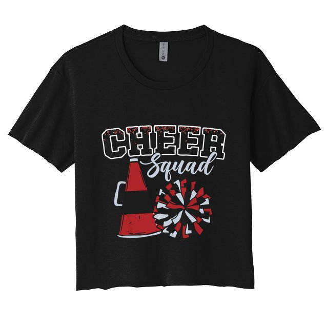Cheer Squad Funny Cheerleader Cheerleading Red Women Girl Women's Crop Top Tee