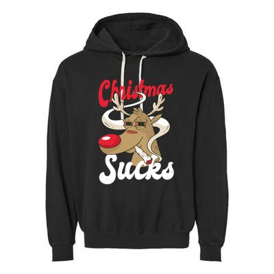 Christmas Sucks Funny Stoner Weedhead Pothead Xmas Design Gift Garment-Dyed Fleece Hoodie