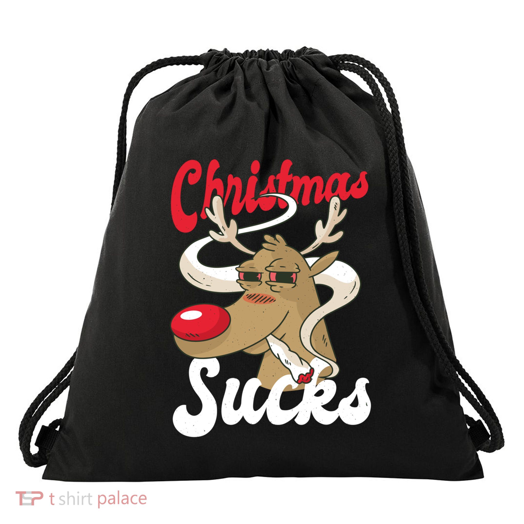 Christmas Sucks Funny Stoner Weedhead Pothead Xmas Design Gift Drawstring Bag