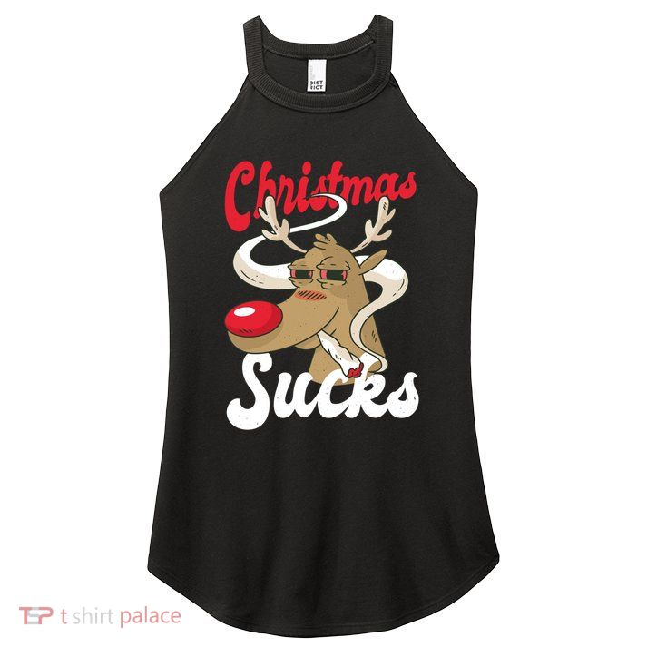 Christmas Sucks Funny Stoner Weedhead Pothead Xmas Design Gift Women's Perfect Tri Rocker Tank