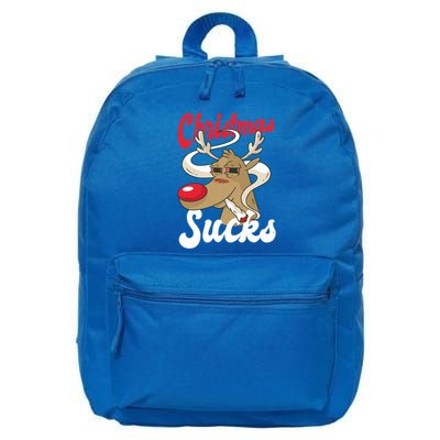Christmas Sucks Funny Stoner Weedhead Pothead Xmas Design Gift 16 in Basic Backpack