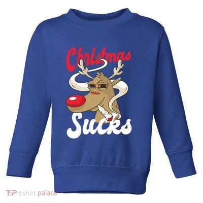 Christmas Sucks Funny Stoner Weedhead Pothead Xmas Design Gift Toddler Sweatshirt
