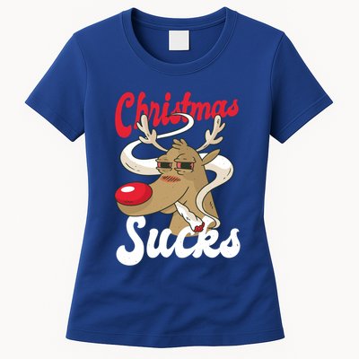 Christmas Sucks Funny Stoner Weedhead Pothead Xmas Design Gift Womens T-Shirt