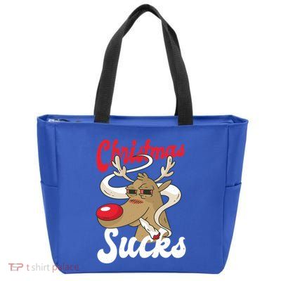 Christmas Sucks Funny Stoner Weedhead Pothead Xmas Design Gift Zip Tote Bag
