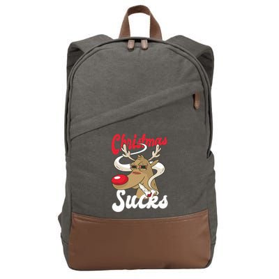 Christmas Sucks Funny Stoner Weedhead Pothead Xmas Design Gift Cotton Canvas Backpack
