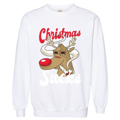 Christmas Sucks Funny Stoner Weedhead Pothead Xmas Design Gift Garment-Dyed Sweatshirt