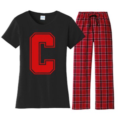 C School Fan Sports Teachers Students Women's Flannel Pajama Set