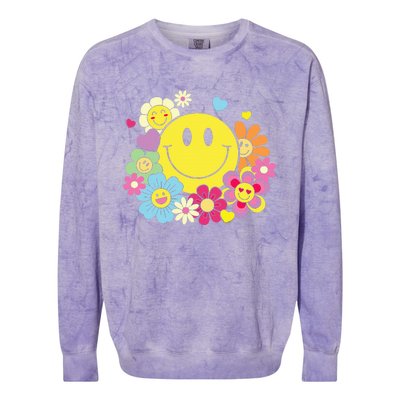 Cute Smile Face Flower Happy Face Flowers Heart Colorblast Crewneck Sweatshirt