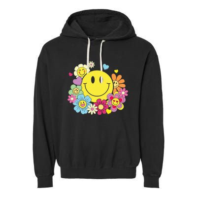 Cute Smile Face Flower Happy Face Flowers Heart Garment-Dyed Fleece Hoodie