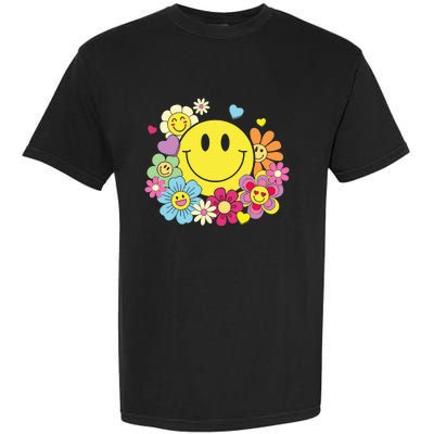 Cute Smile Face Flower Happy Face Flowers Heart Garment-Dyed Heavyweight T-Shirt