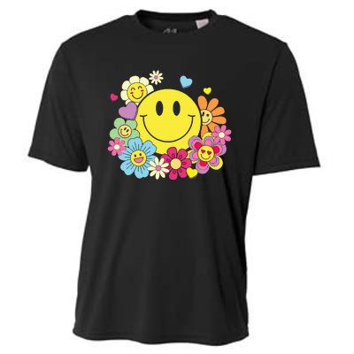 Cute Smile Face Flower Happy Face Flowers Heart Cooling Performance Crew T-Shirt