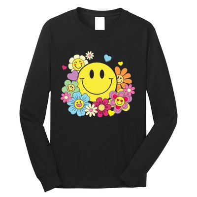 Cute Smile Face Flower Happy Face Flowers Heart Long Sleeve Shirt