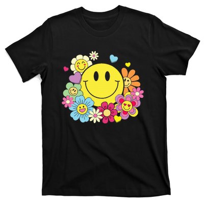 Cute Smile Face Flower Happy Face Flowers Heart T-Shirt