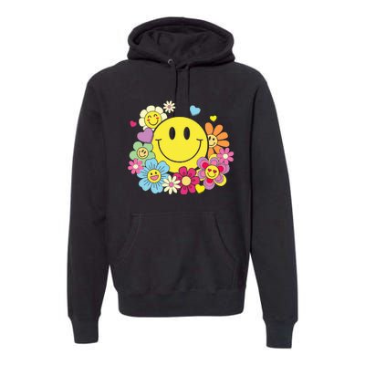 Cute Smile Face Flower Happy Face Flowers Heart Premium Hoodie