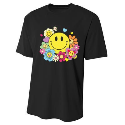 Cute Smile Face Flower Happy Face Flowers Heart Performance Sprint T-Shirt