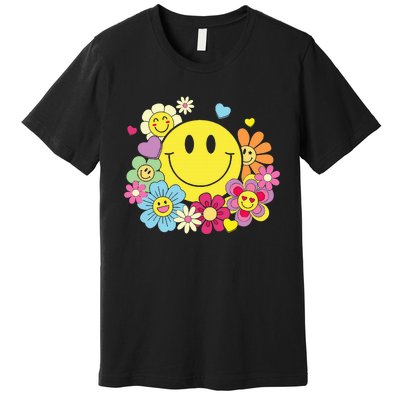 Cute Smile Face Flower Happy Face Flowers Heart Premium T-Shirt